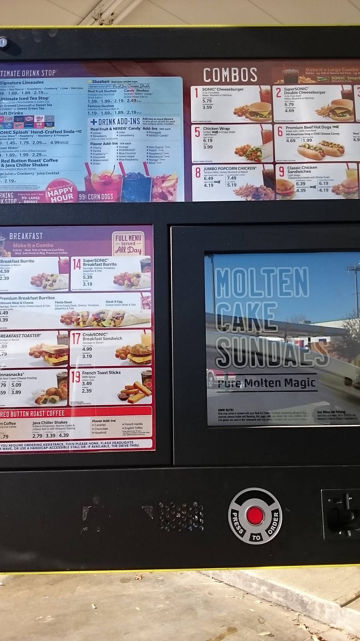 Sonic Drive-In меню