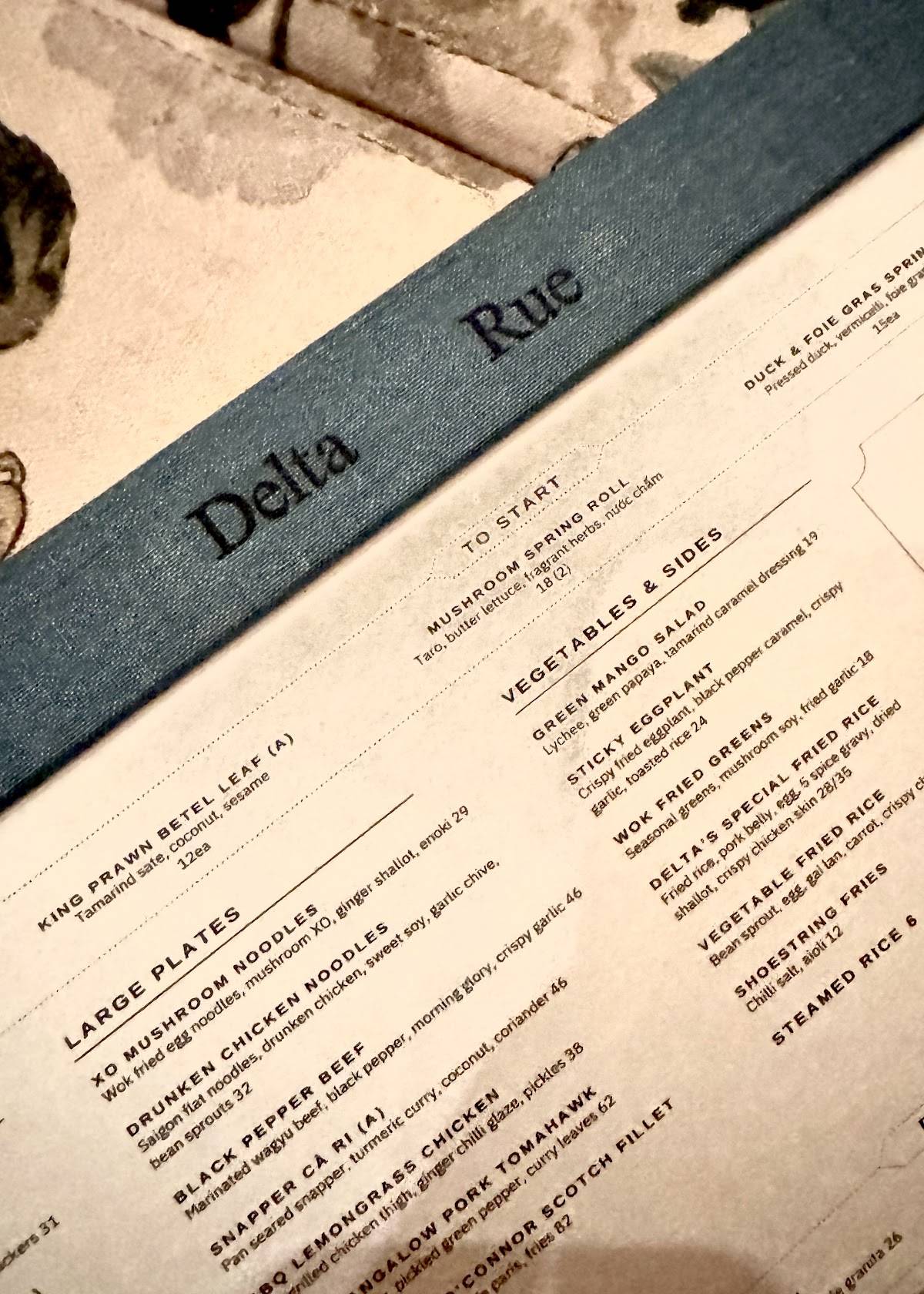 Delta Rue меню