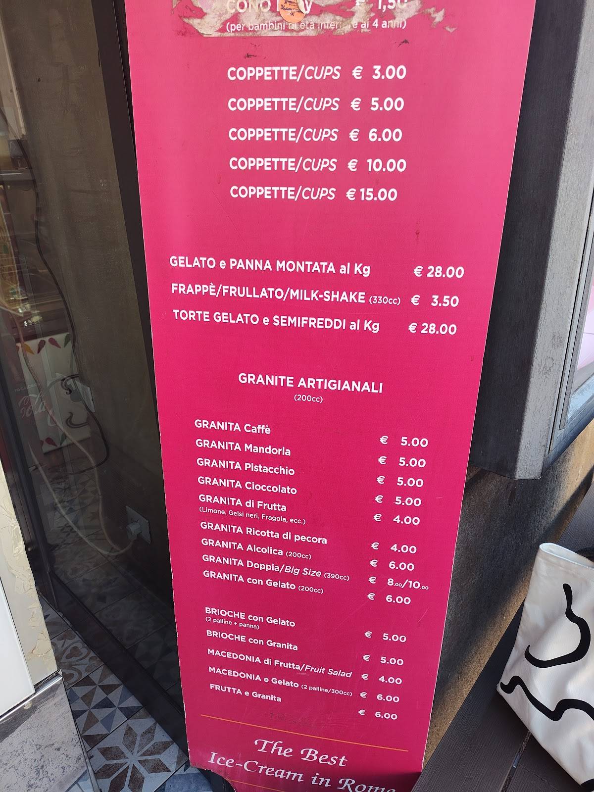Gelateria Artigianale Corona Roma меню