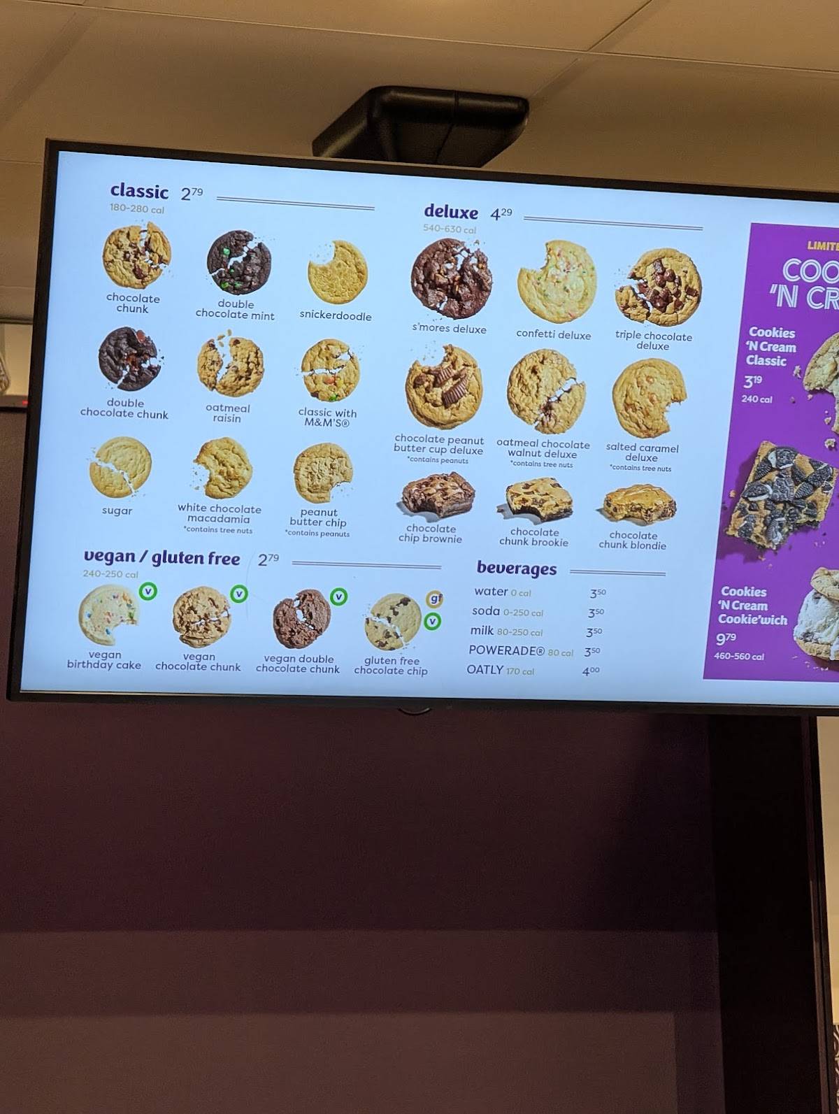 Insomnia Cookies меню