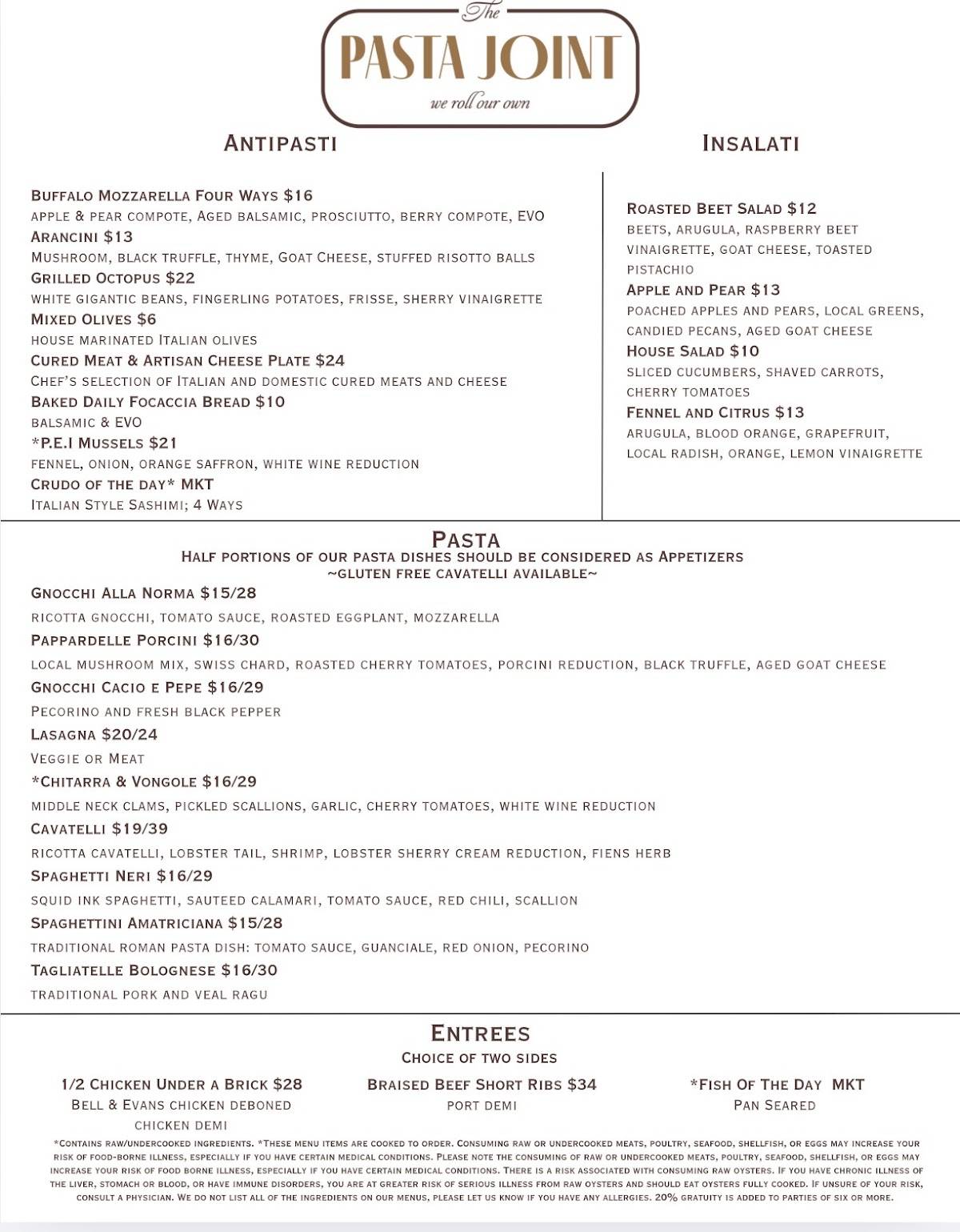The Pasta Joint меню