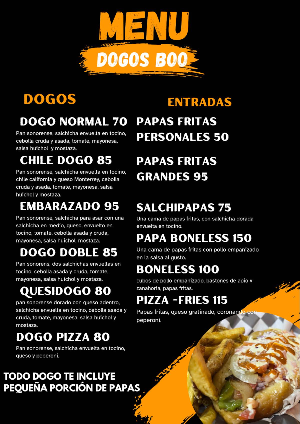 Dogos Boo меню
