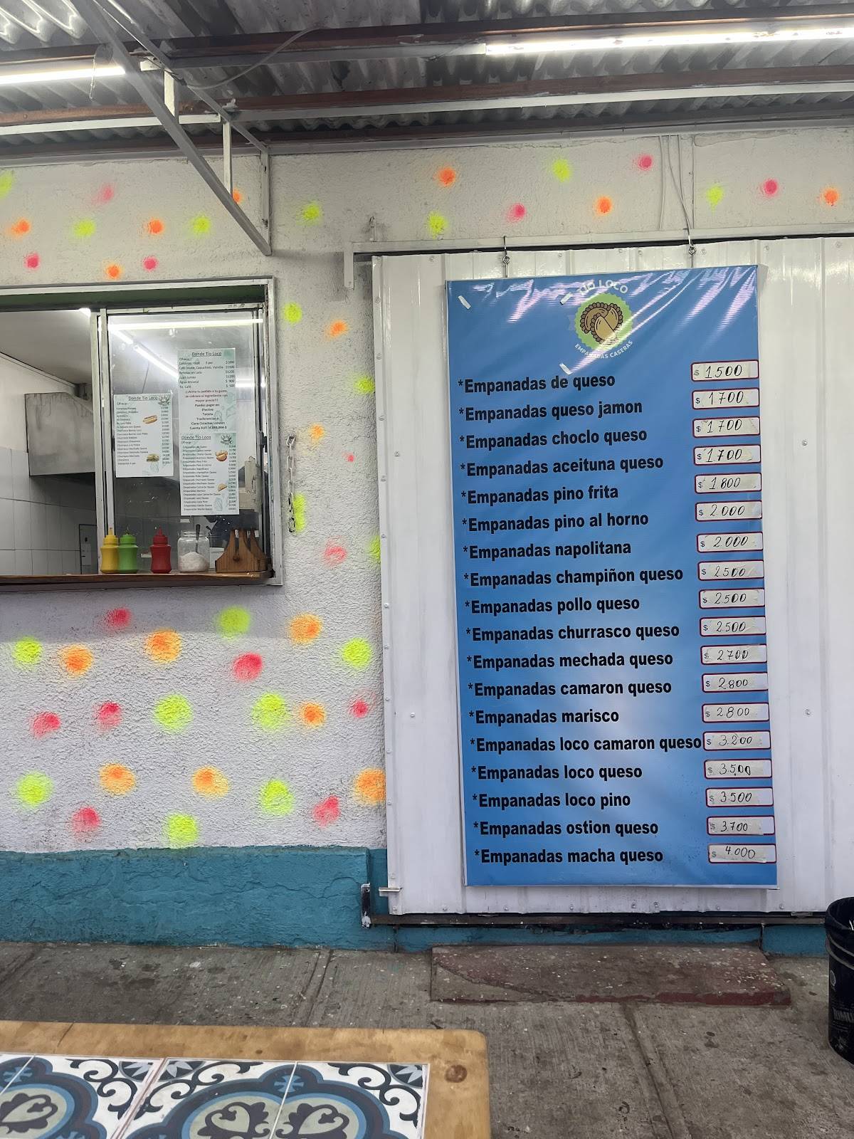 "Donde tío loco" меню