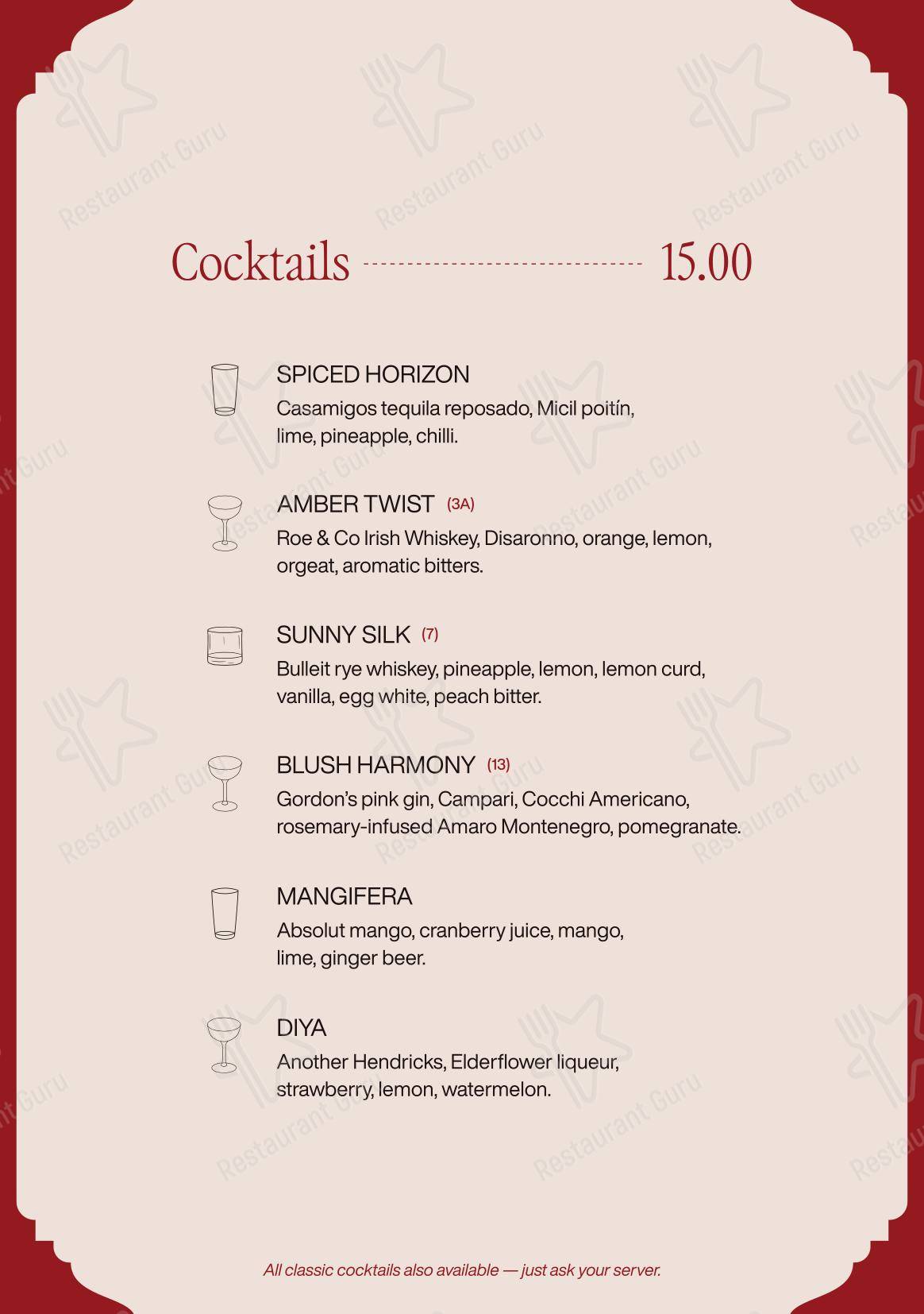 Ночное меню ресторана Doolally в Дублине