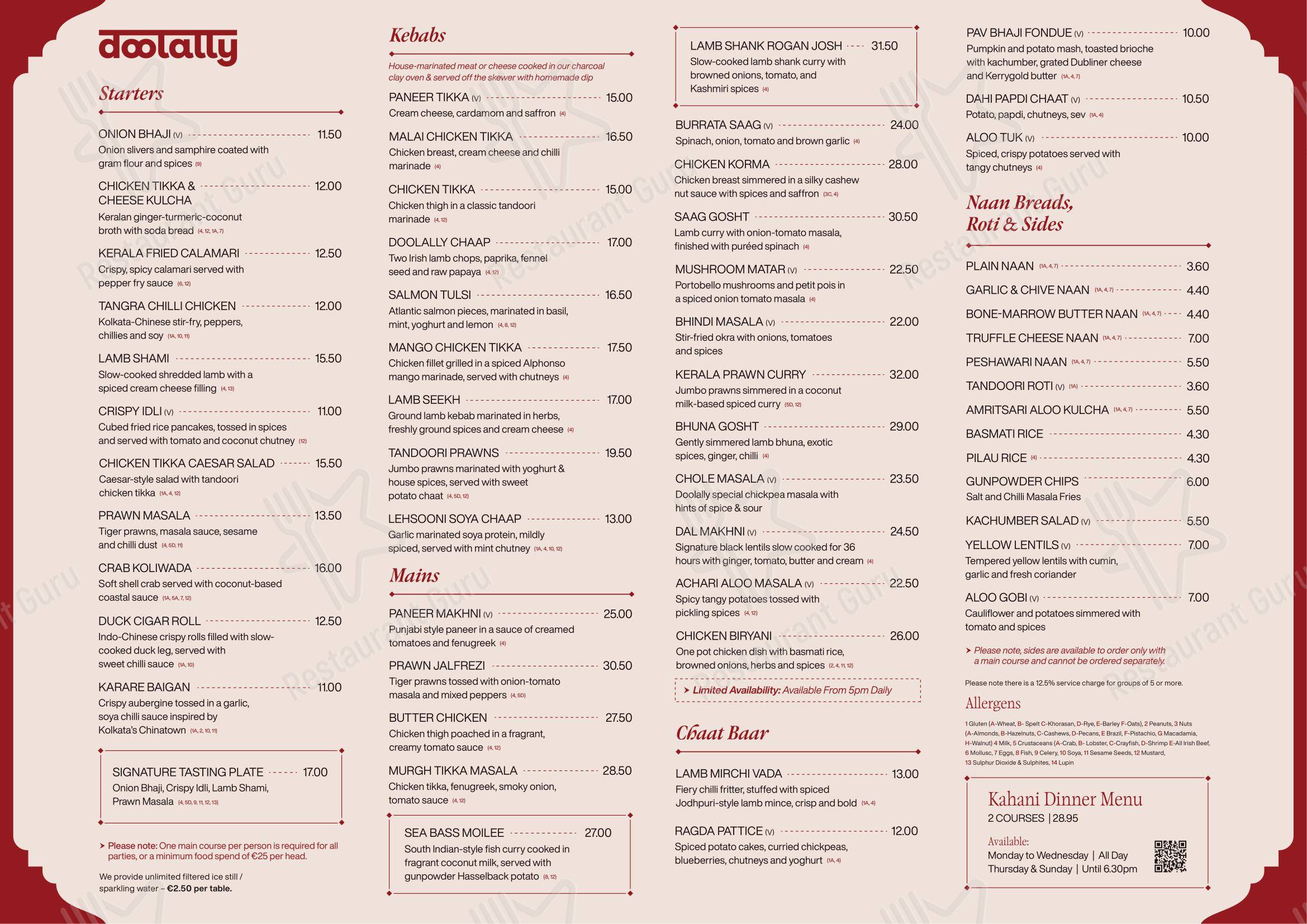 Doolally в Дублине - Меню напитков