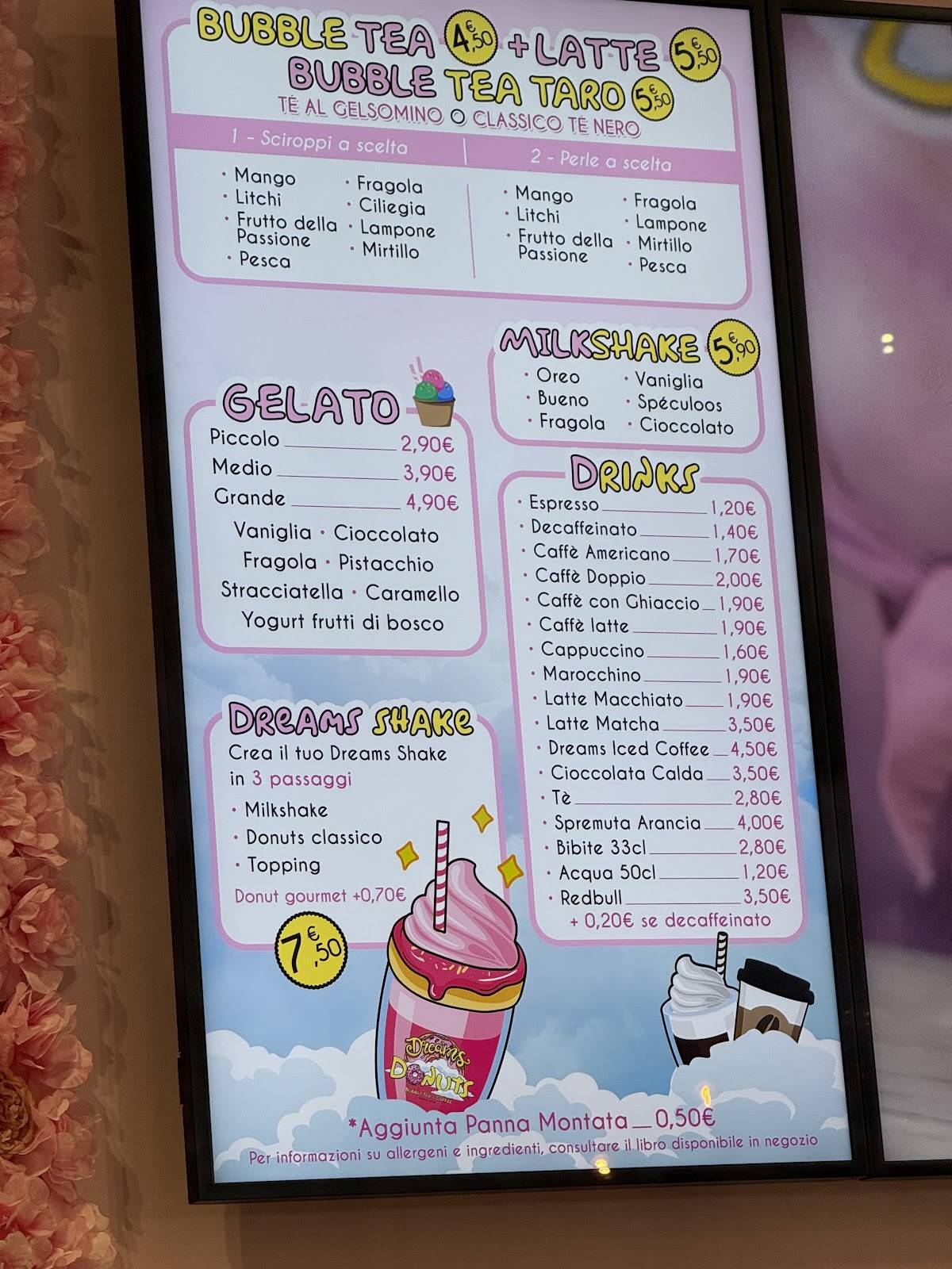 Dreams Donuts меню