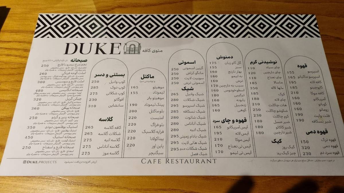 Duke Coffee Shop меню