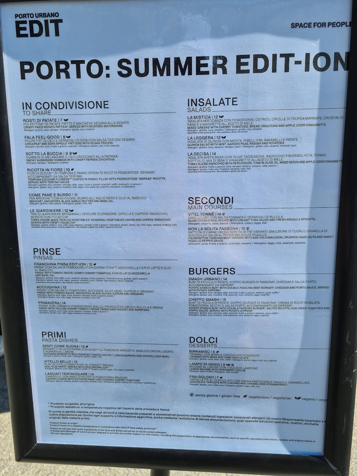 EDIT Porto Urbano меню