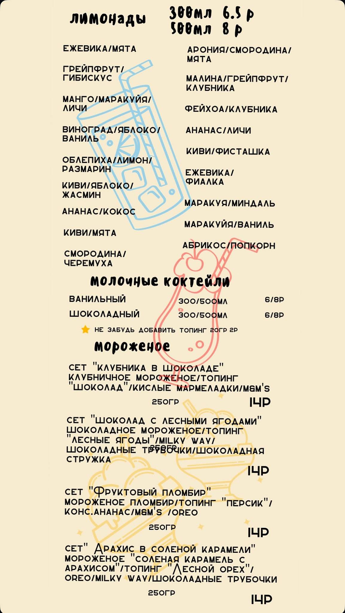 Эдисон кафе меню