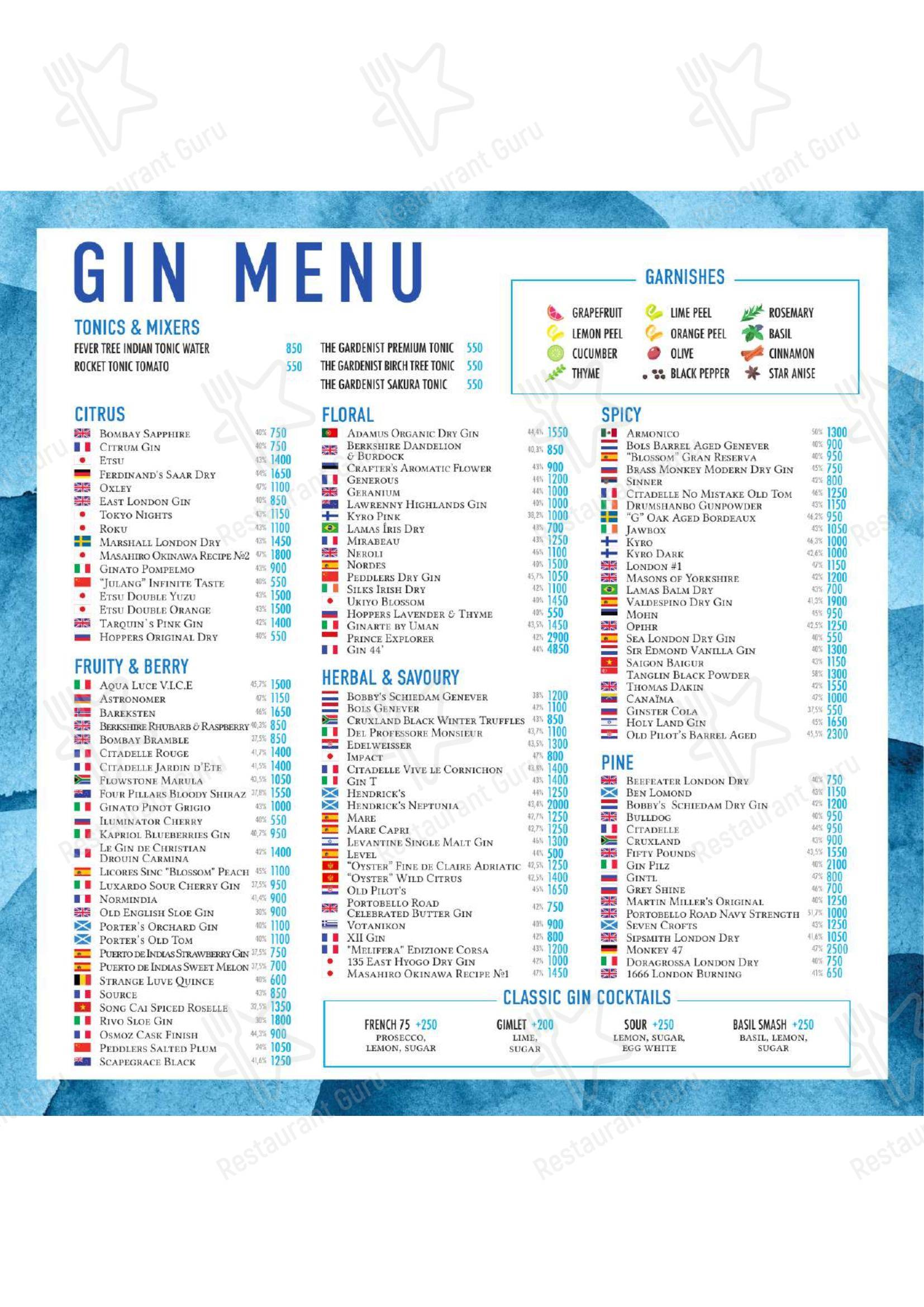 Dinner Menu ресторана Eva