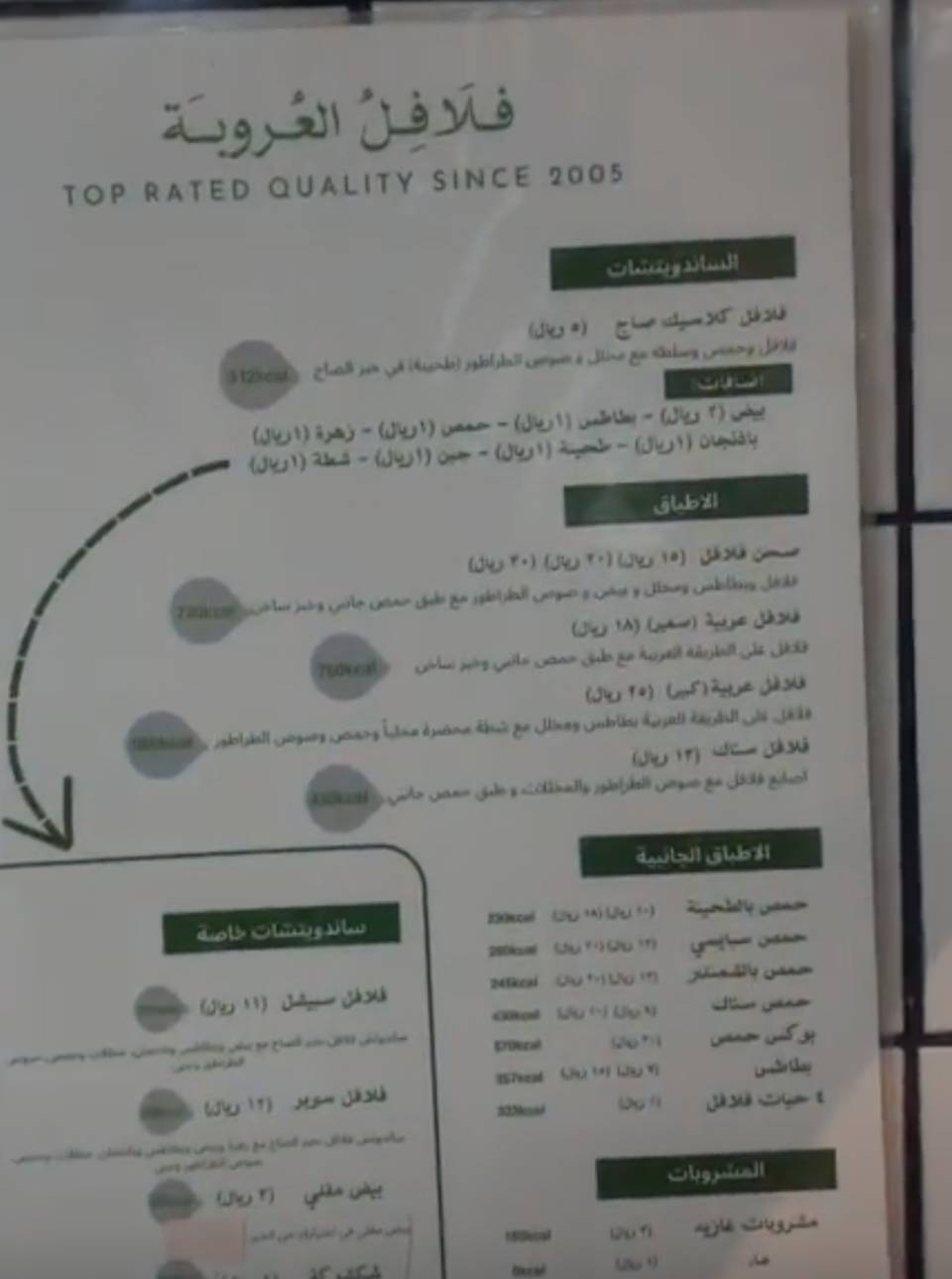 Falafel Orouba меню