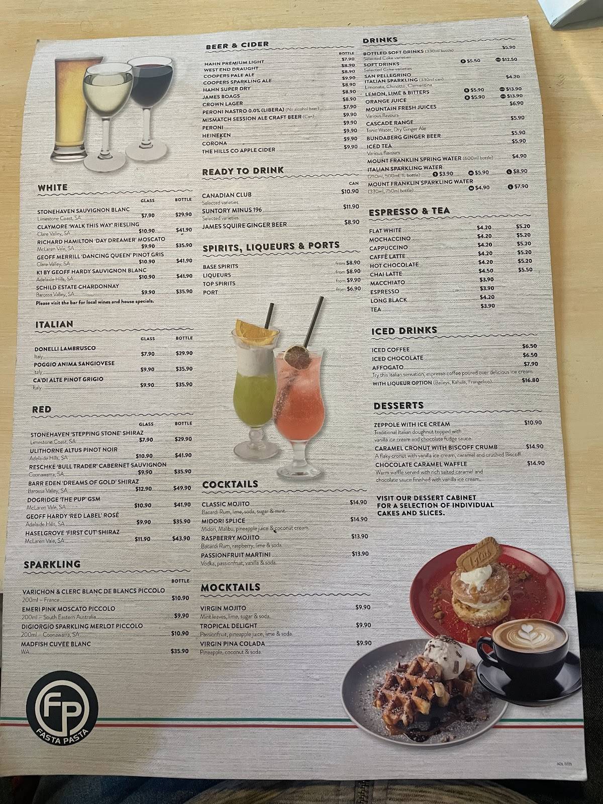 Fasta Pasta South Terrace меню