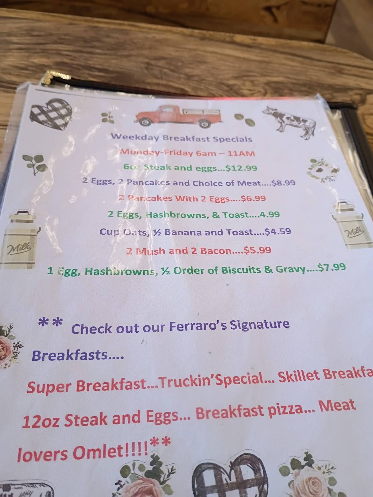 Ferraro's Family Restaurant меню