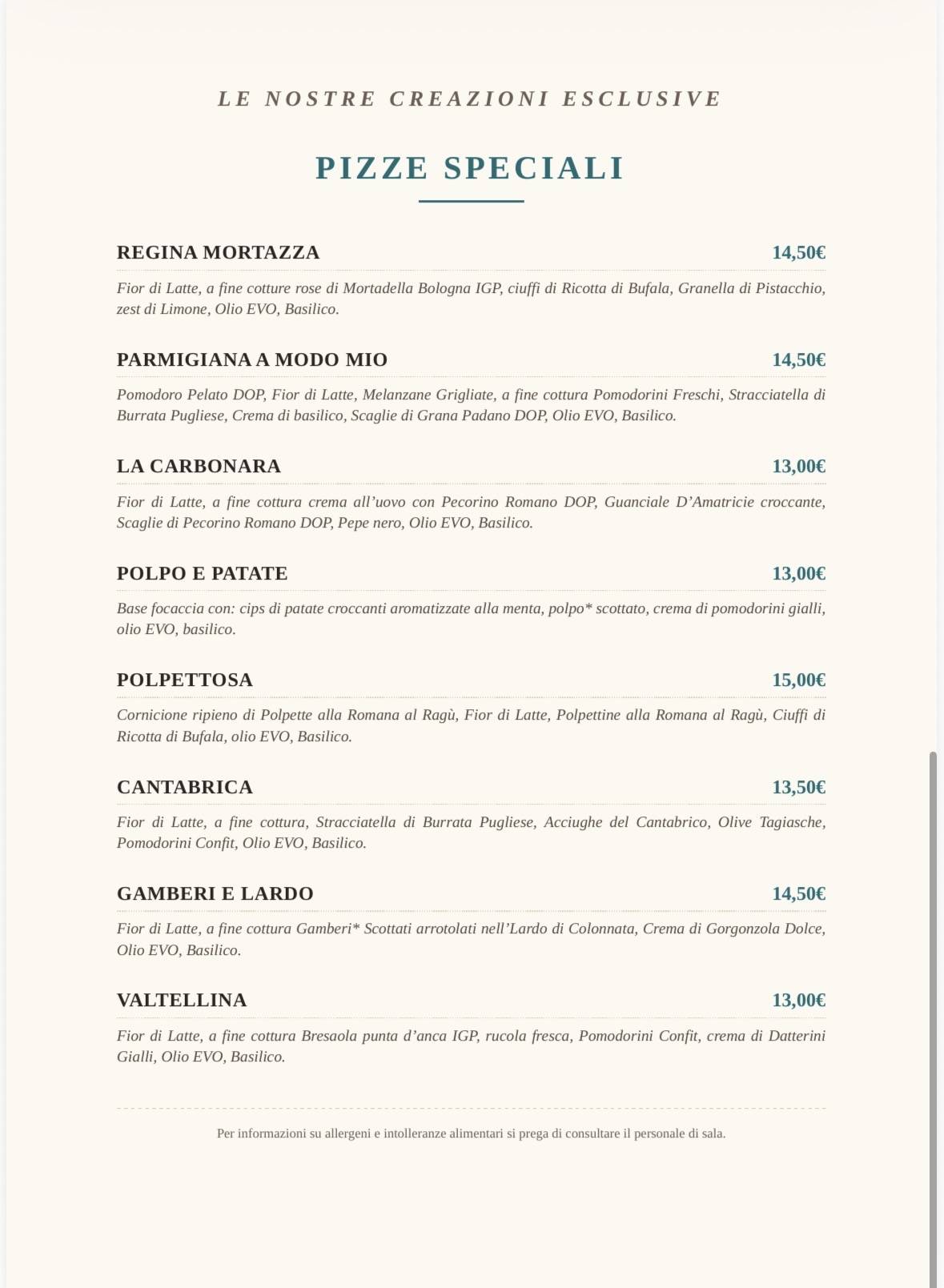 Fetta e Forchetta Pizzeria Ristorante меню