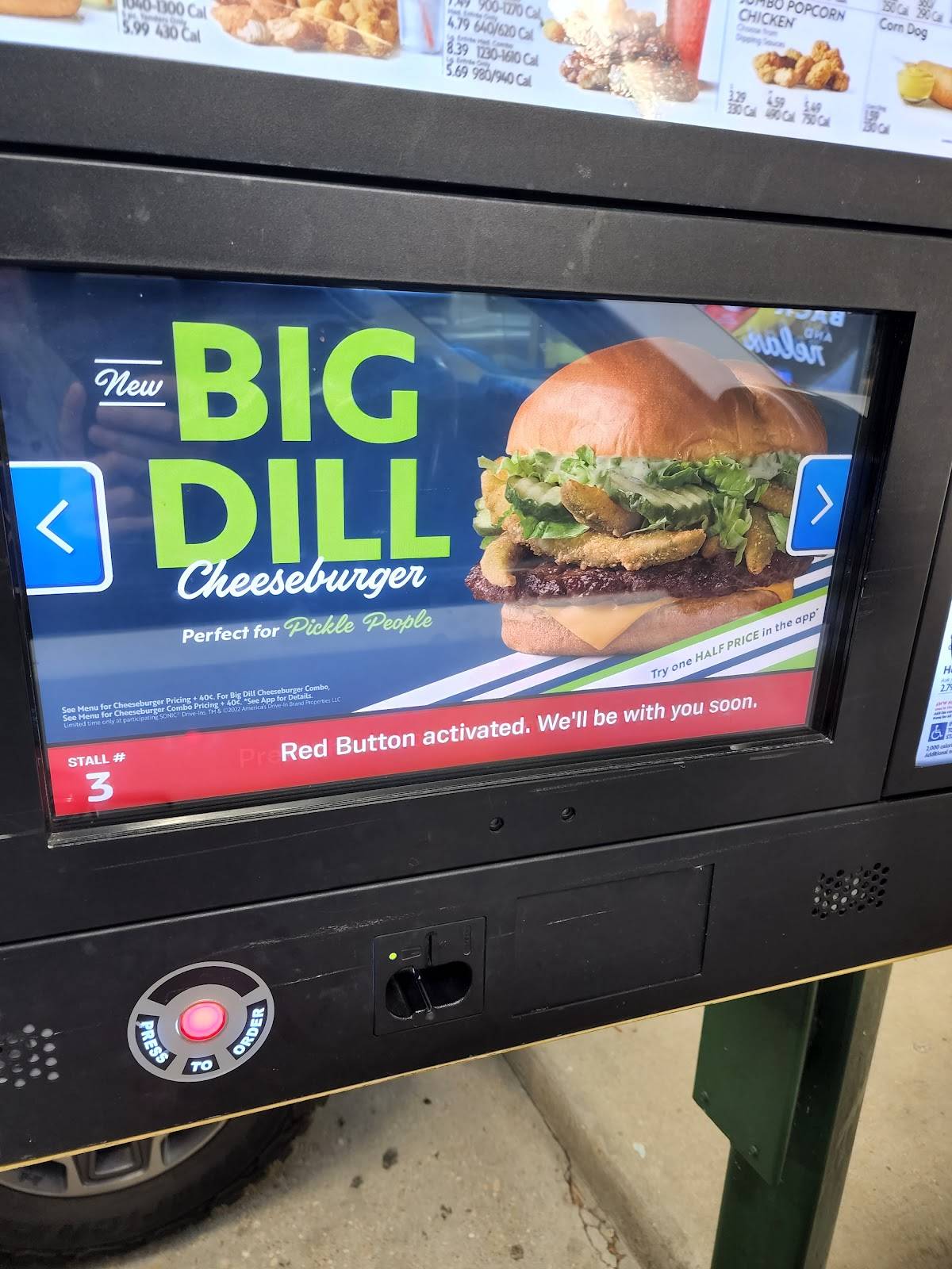 Sonic Drive-In меню