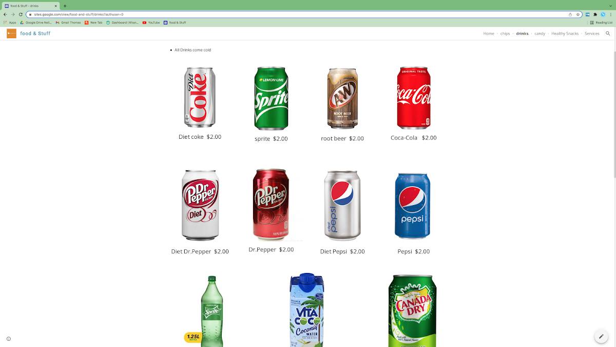 Food and Stuff меню