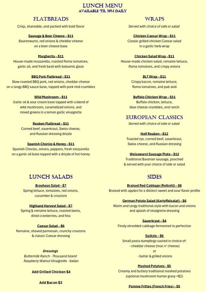 Four Boars European Kitchen (formerly Brewpub) меню