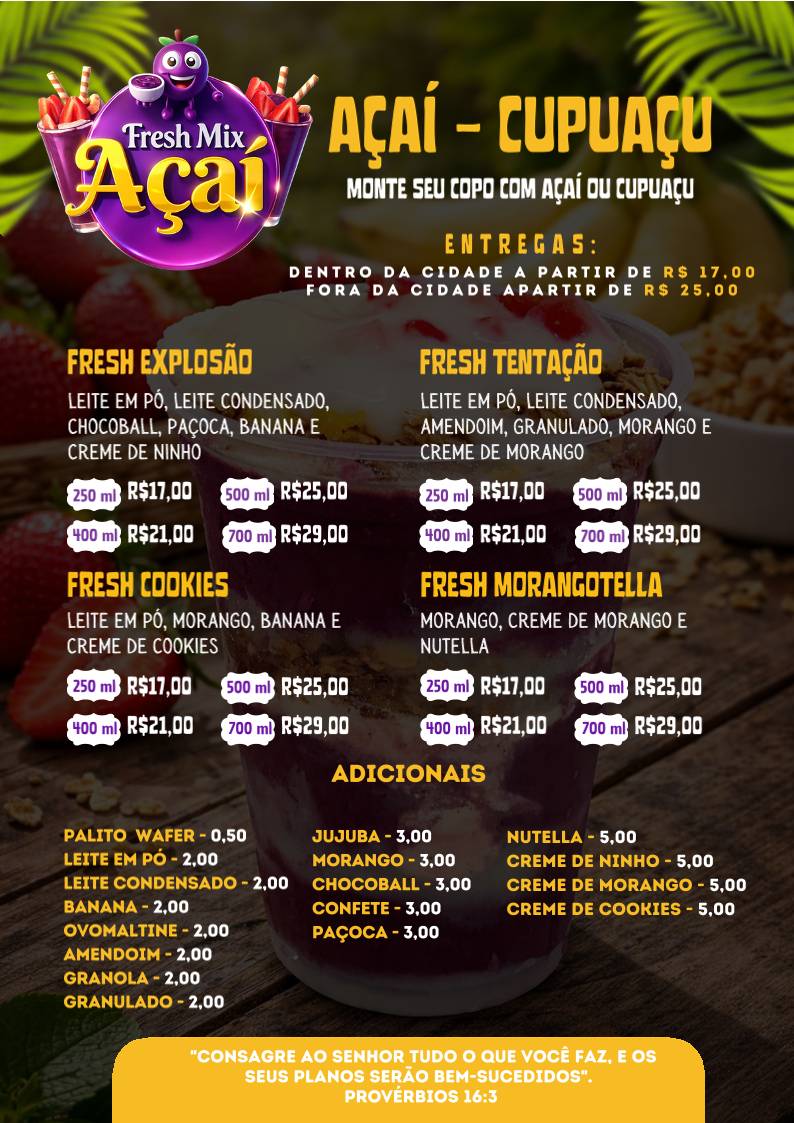 Fresh Mix Açaí меню