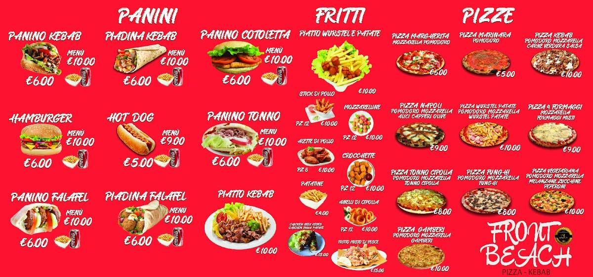 Front beach pizza kebab меню
