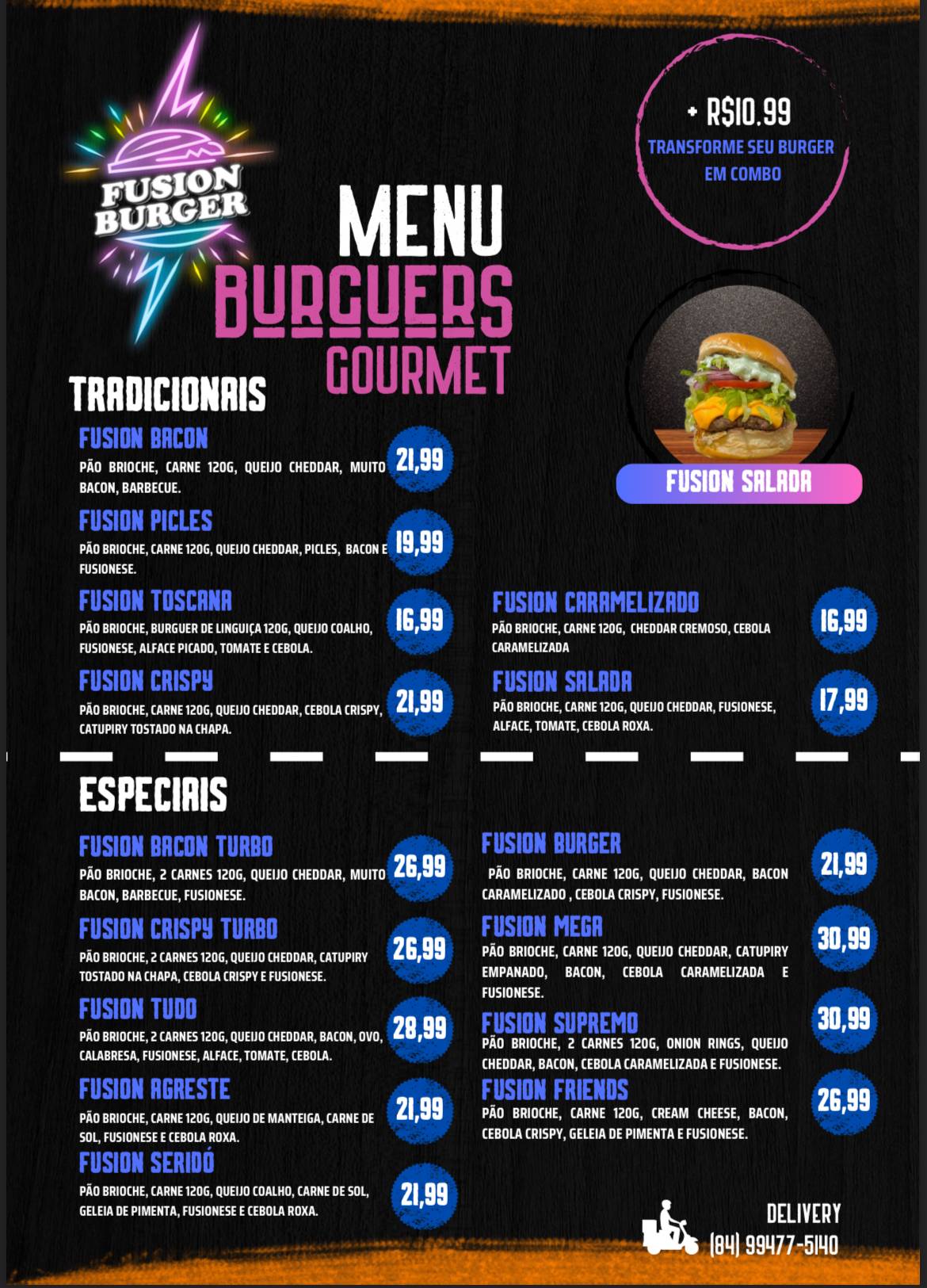Fusion Burger меню