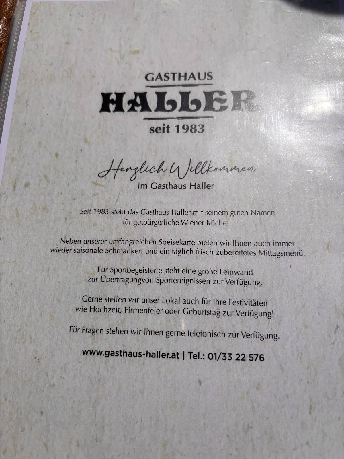 Gasthaus Haller меню