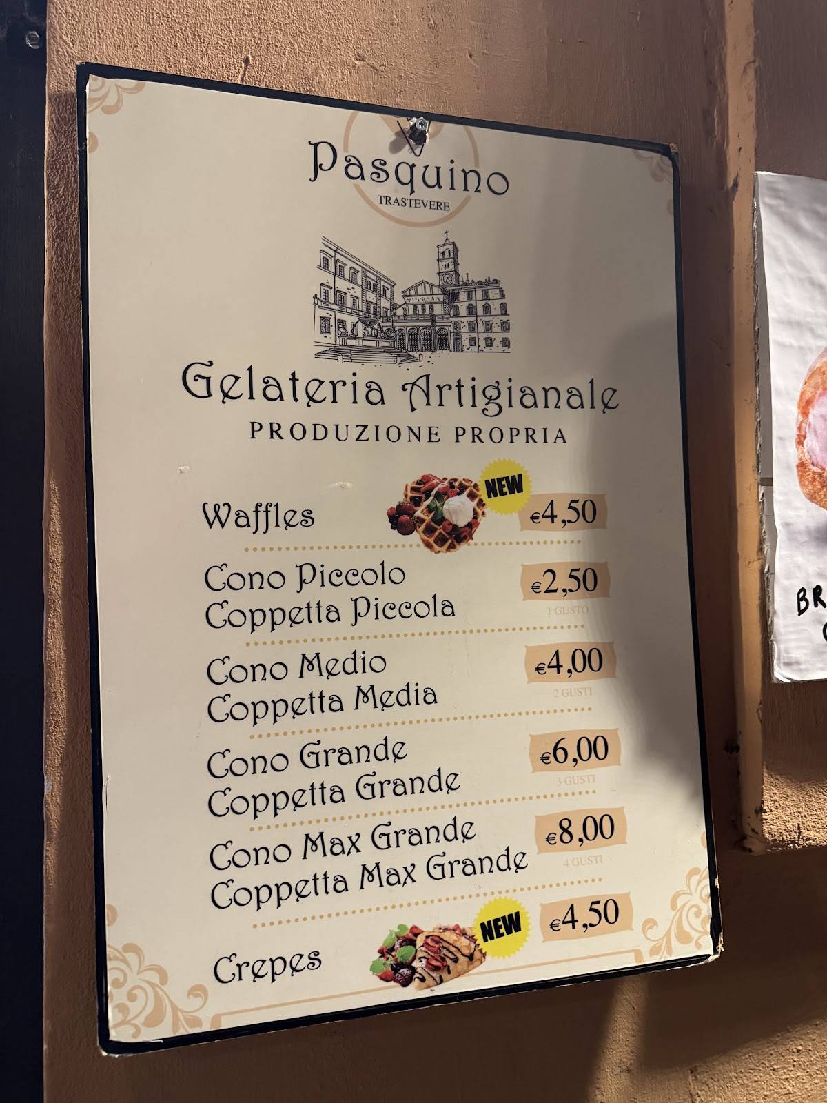 Gelateria Artigianale Corona Roma меню