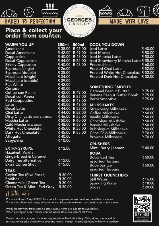 George's Bakery Rynfield меню