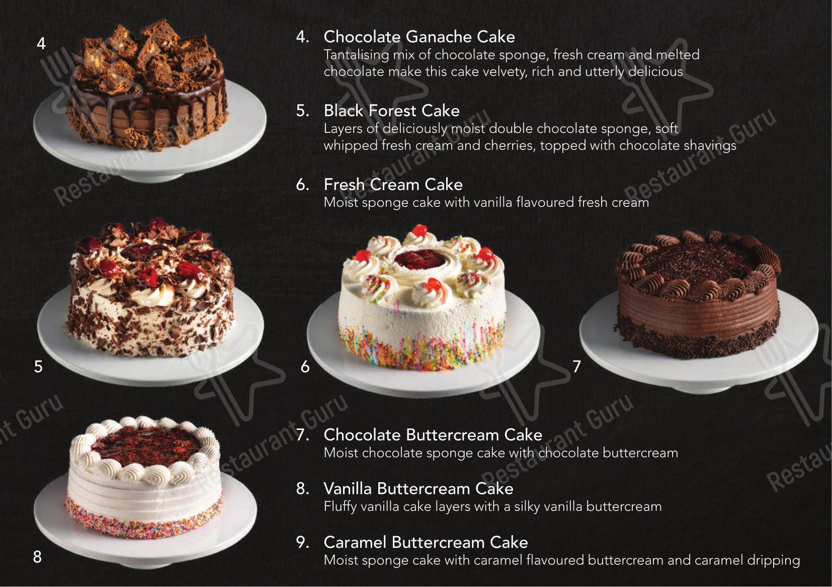 Меню ресторана George's Bakery Rynfield - Меню