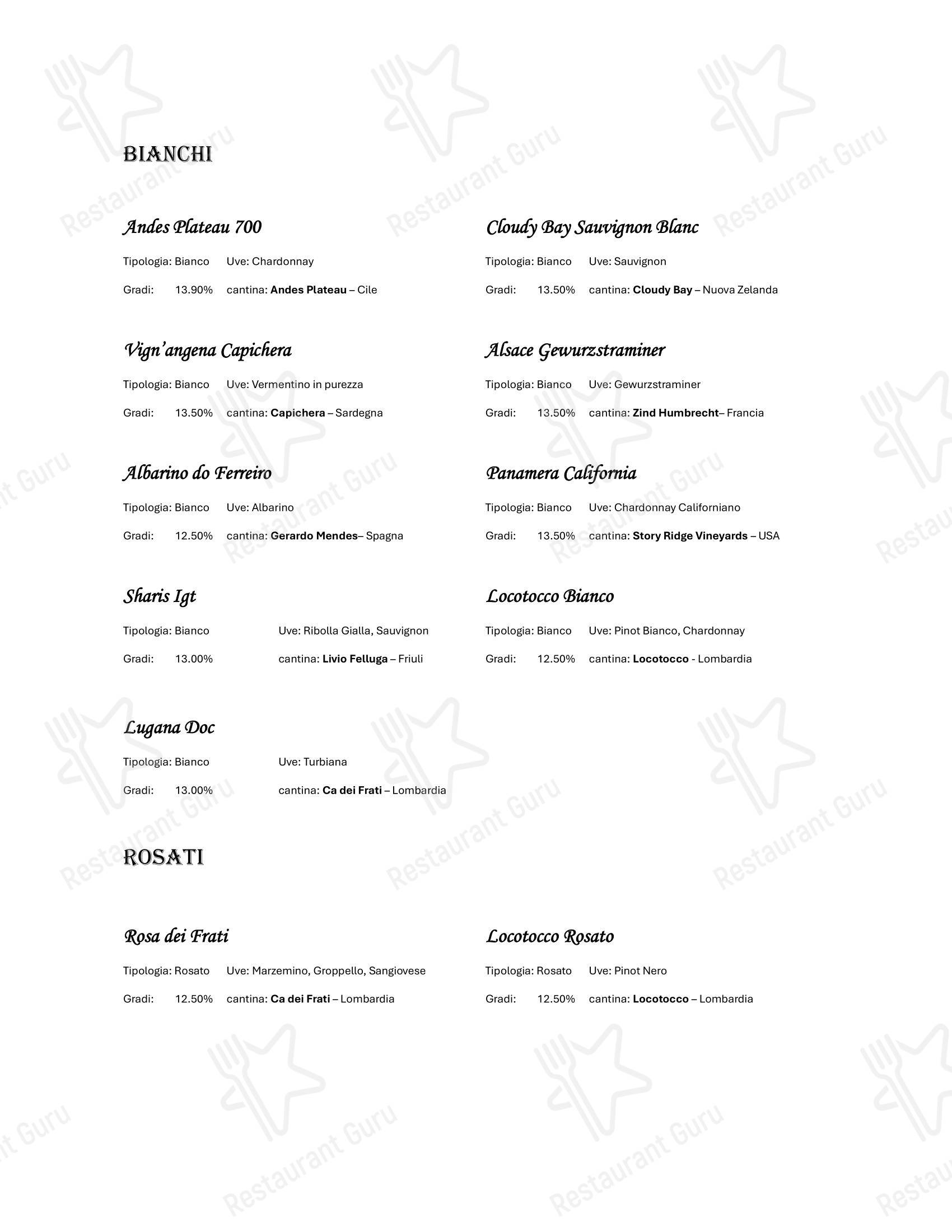 Takeaway Menu ресторана Gravitas Ristorante в Триуджо
