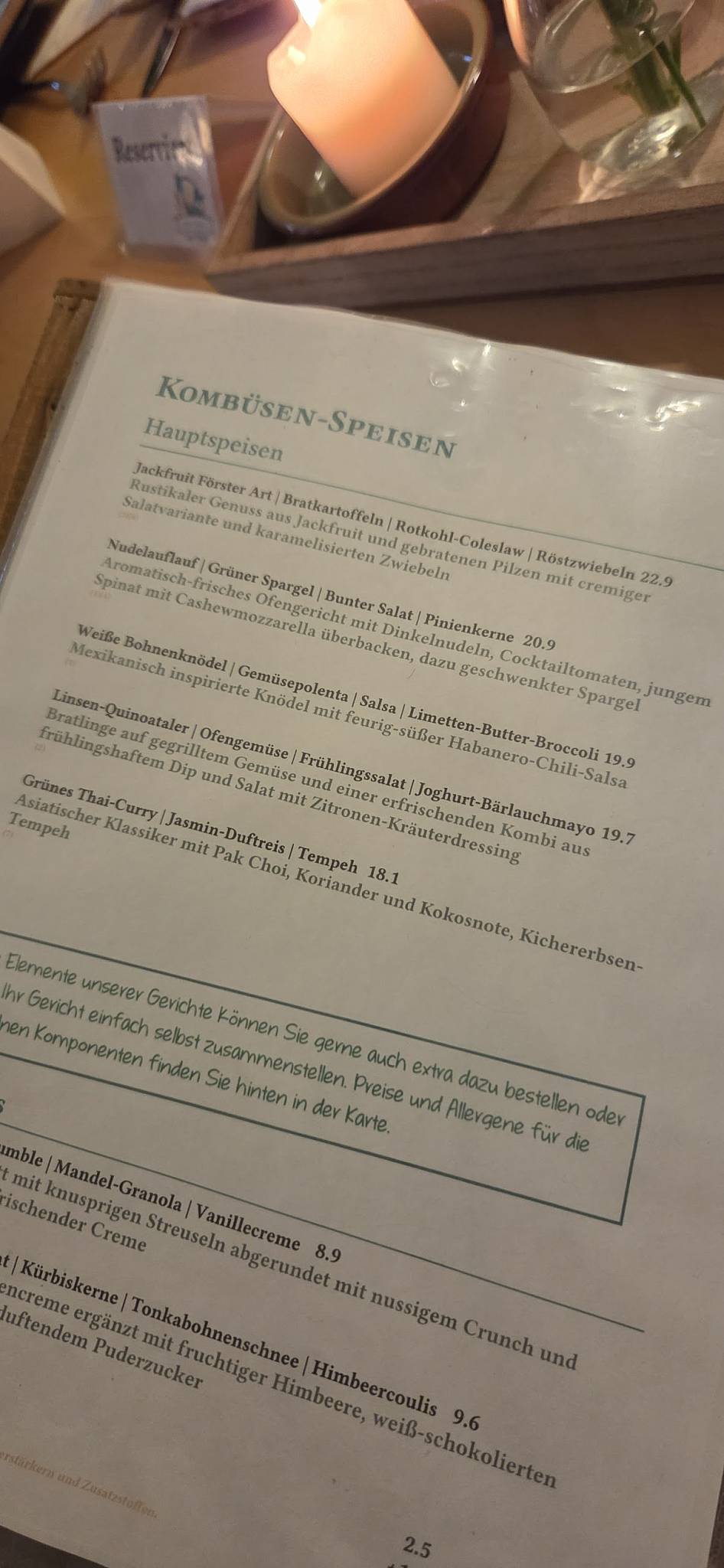 Grüne Kombüse меню