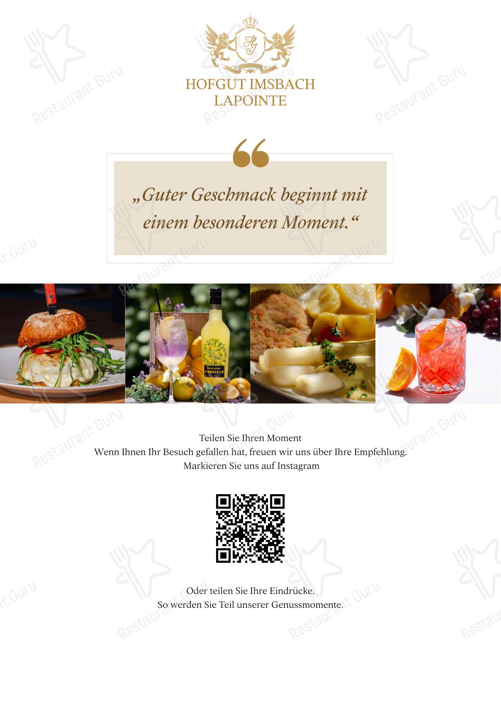 Меню ресторана HOTEL Hofgut Imsbach Lapointe