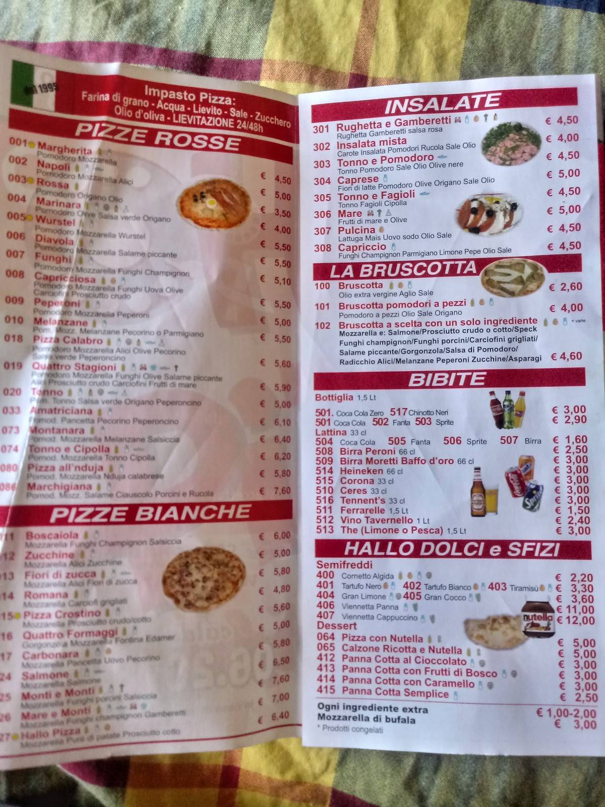 Hallo Pizza меню