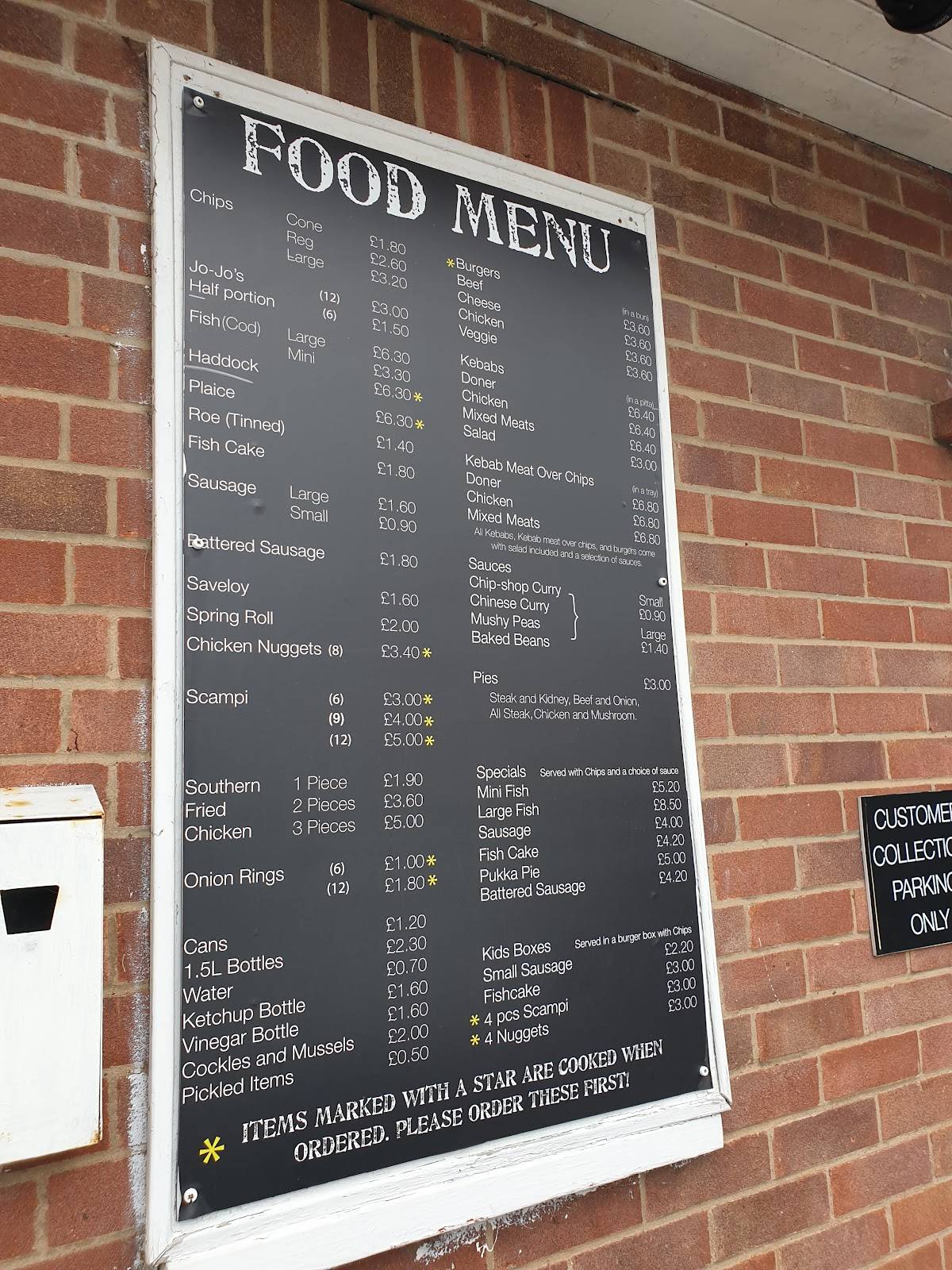 Hampton Chippy меню