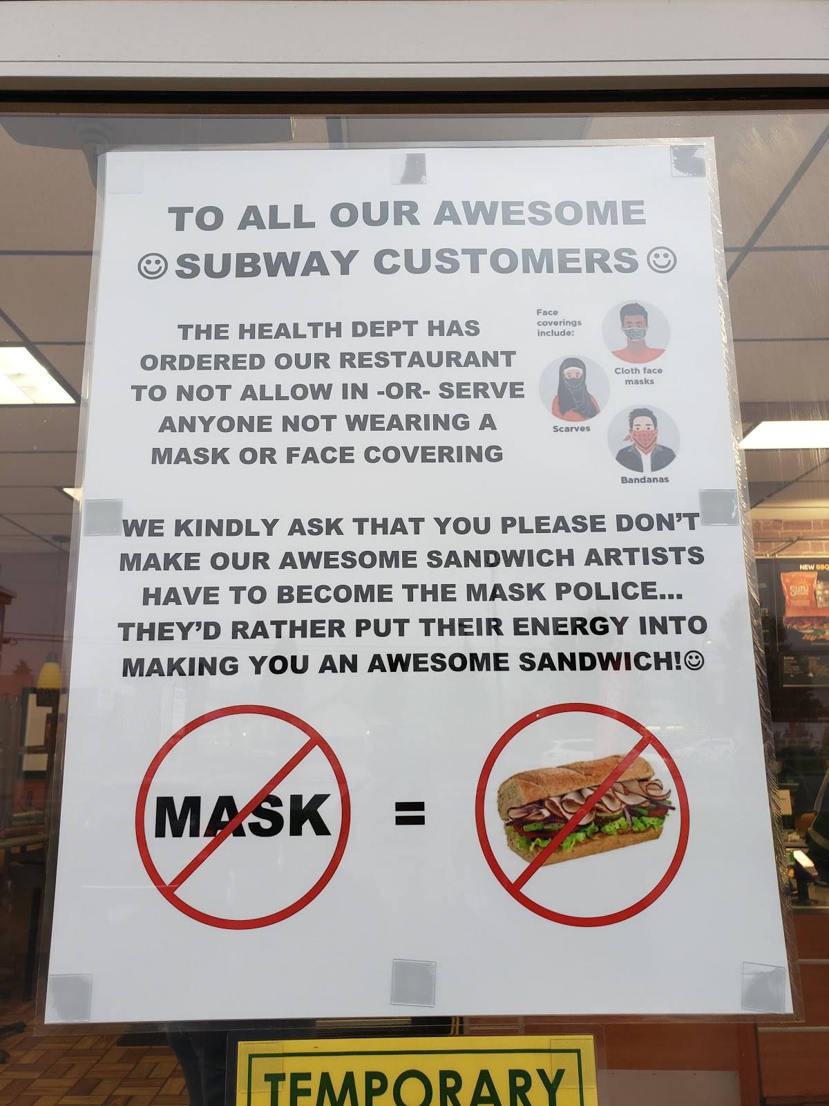 Subway меню
