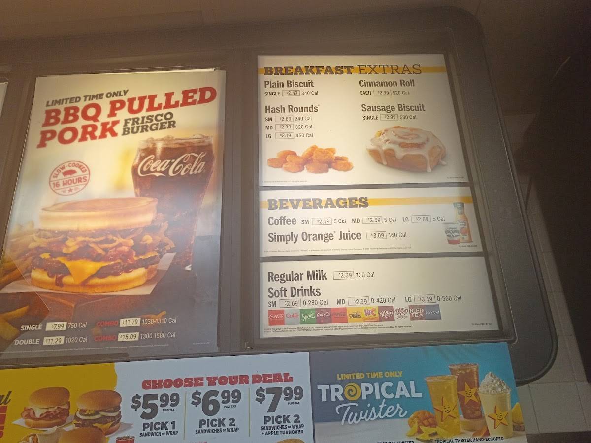 Hardee's меню