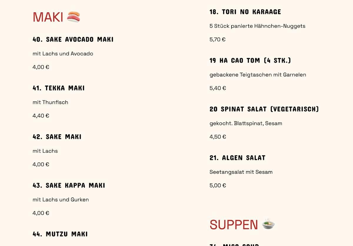 Hikari Sushi Steglitz - Bringdienst - Berlin меню