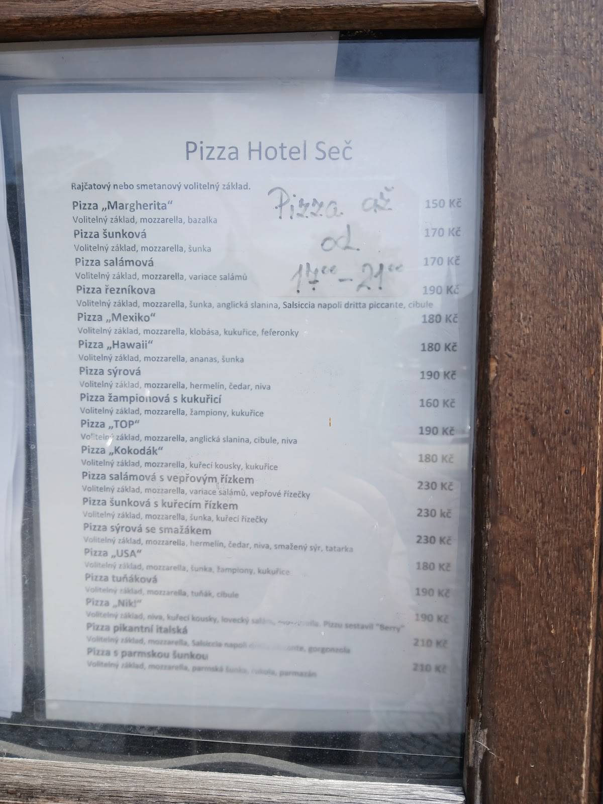 Hotel Seč меню
