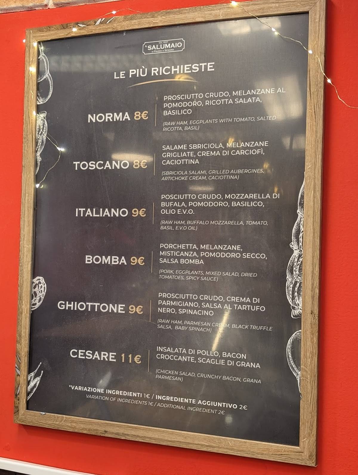 IL SALUMAIO меню