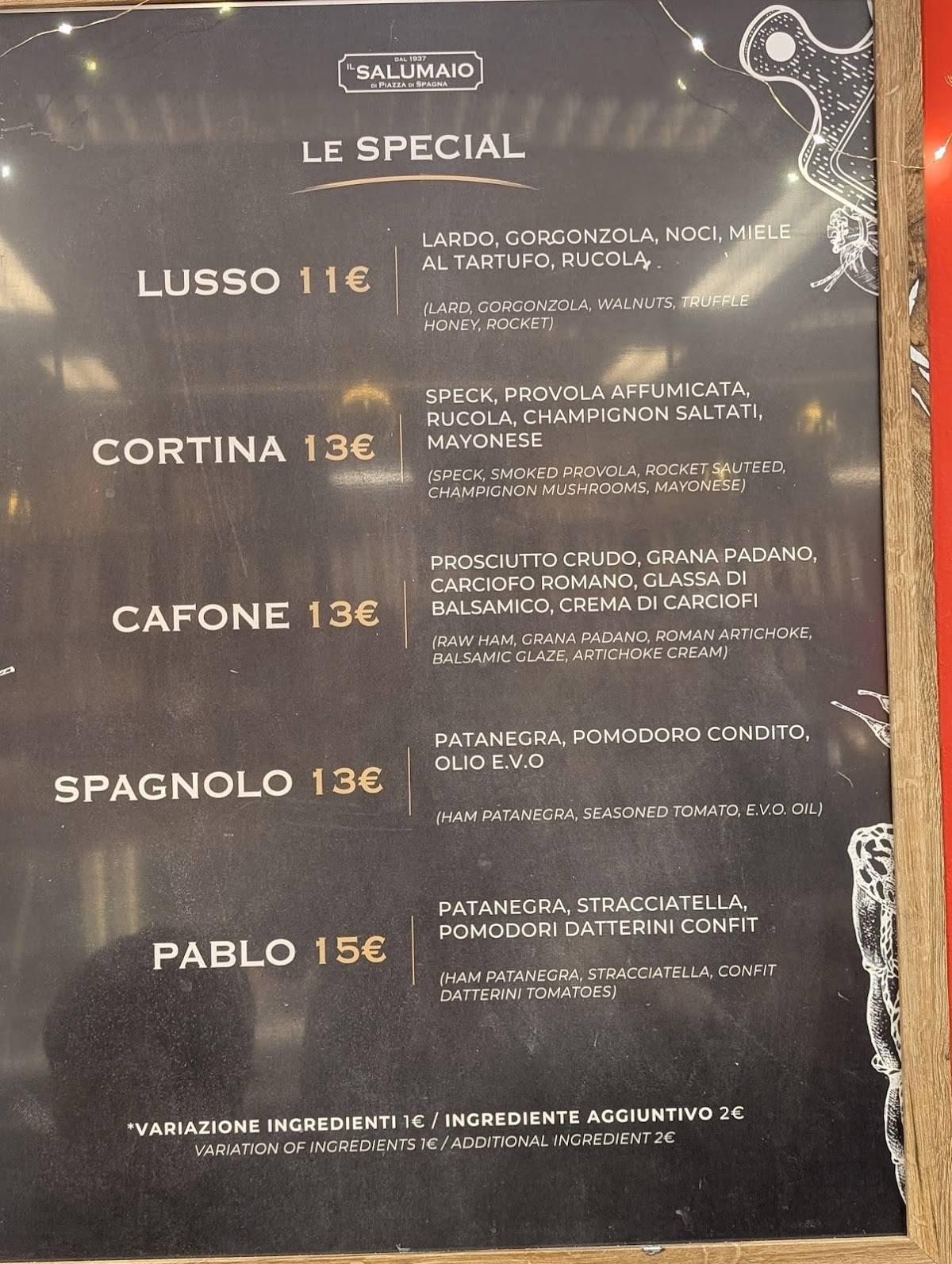 IL SALUMAIO меню