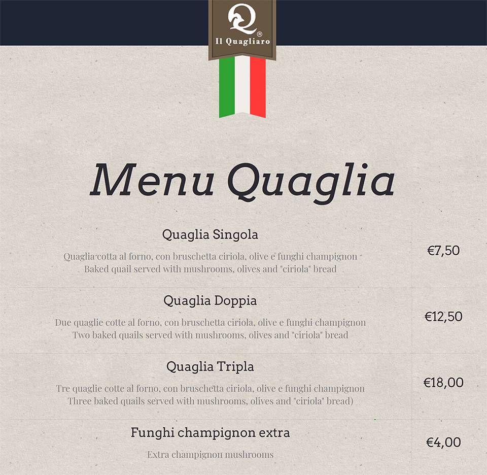 Il Quagliaro меню