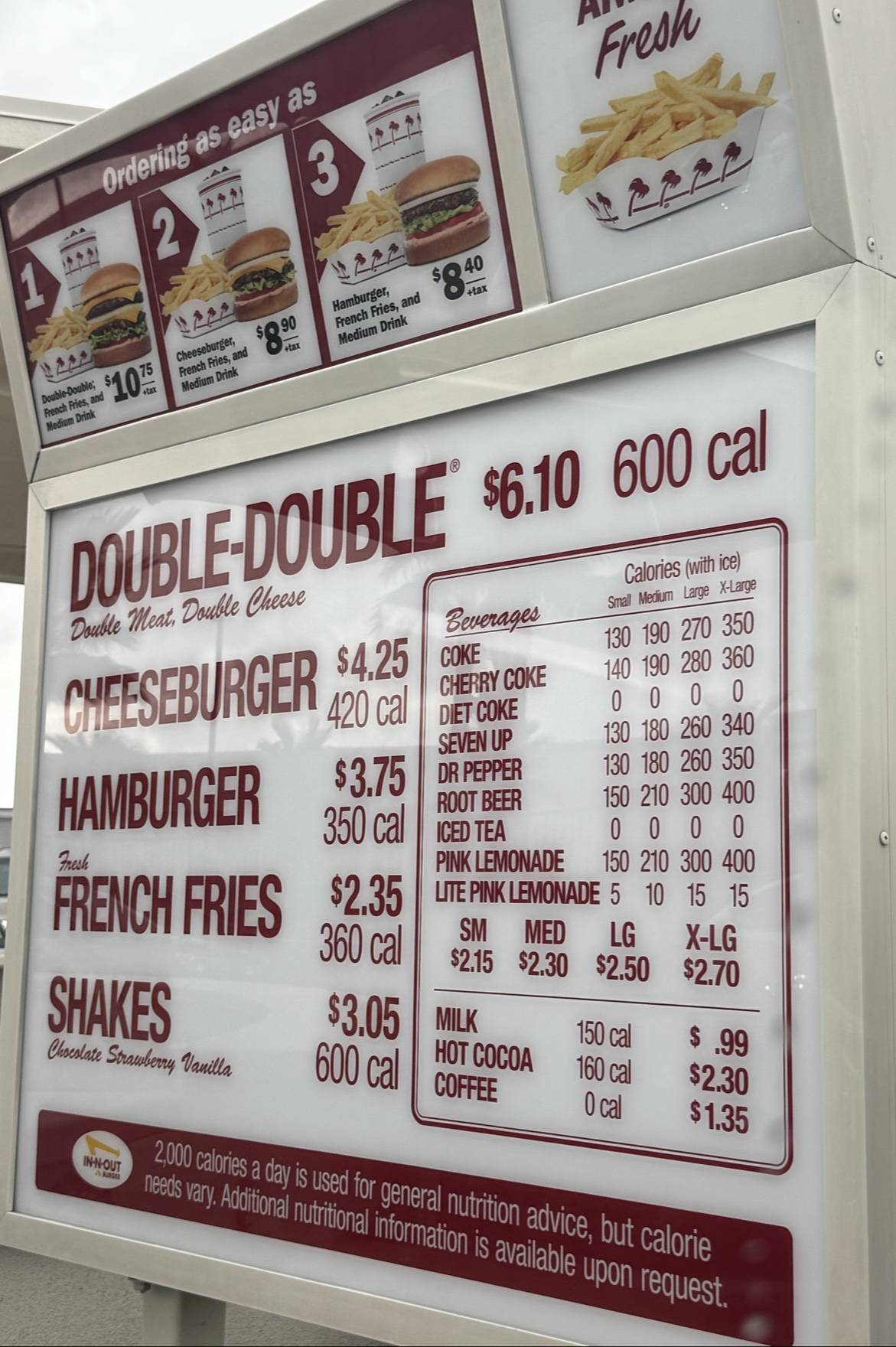 In-N-Out Burger меню
