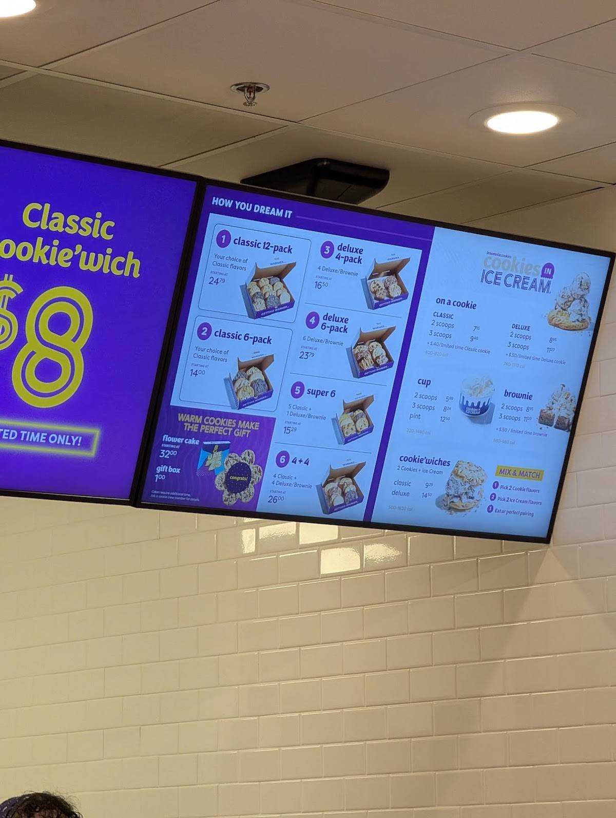 Insomnia Cookies меню