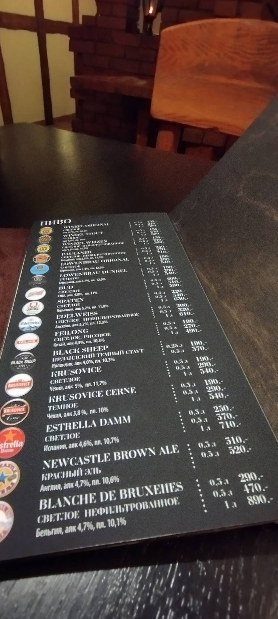 Winkel Bier меню