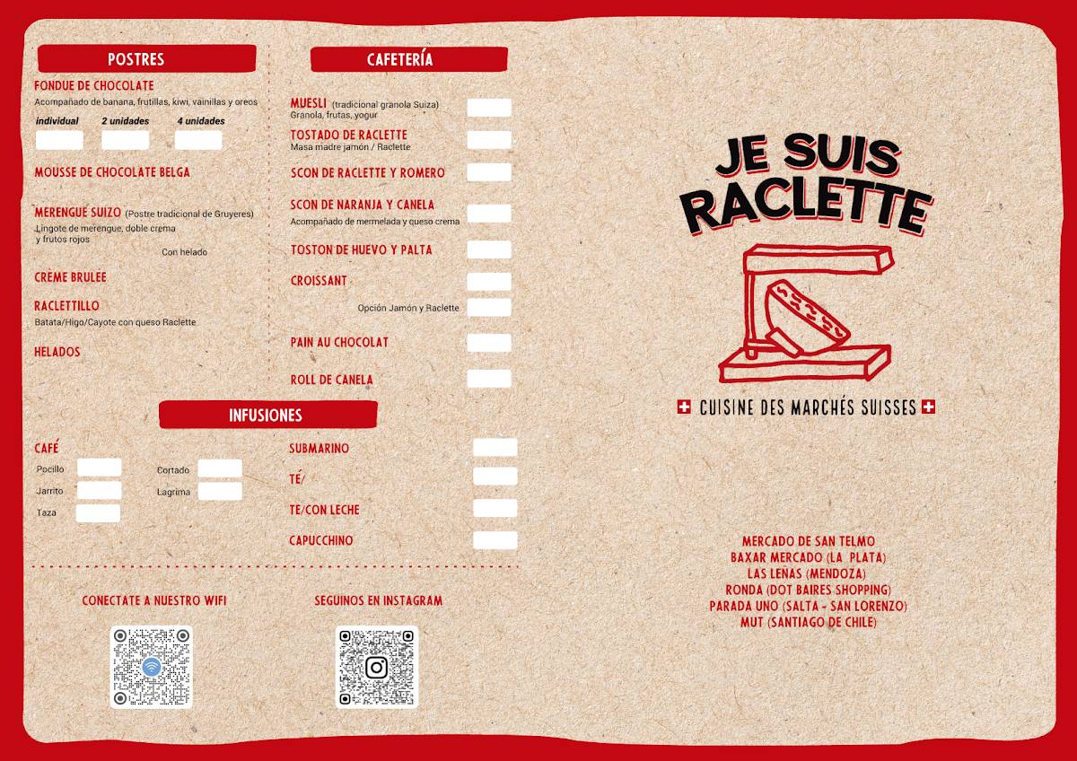 Je Suis Raclette меню