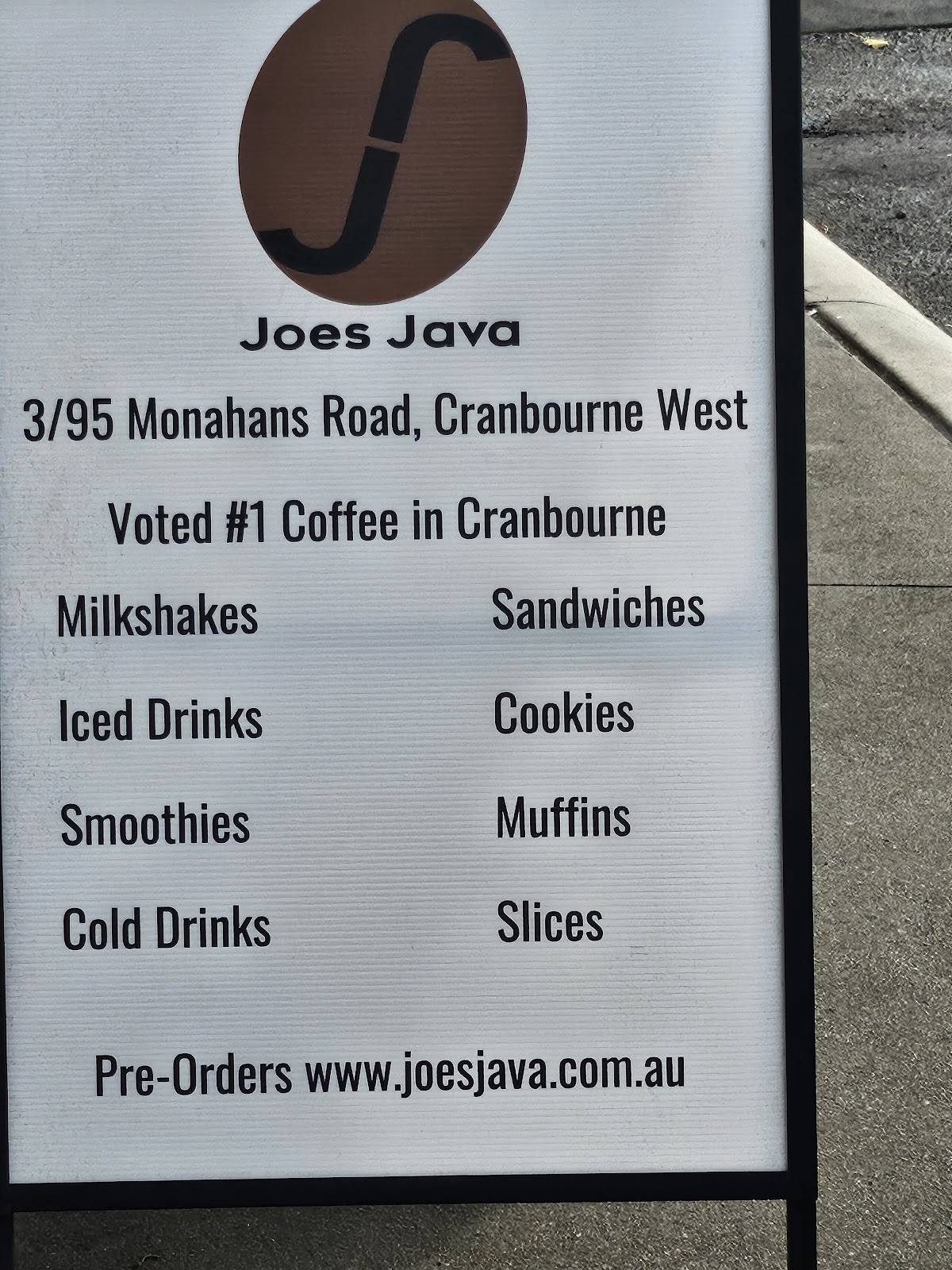 Joes Java меню