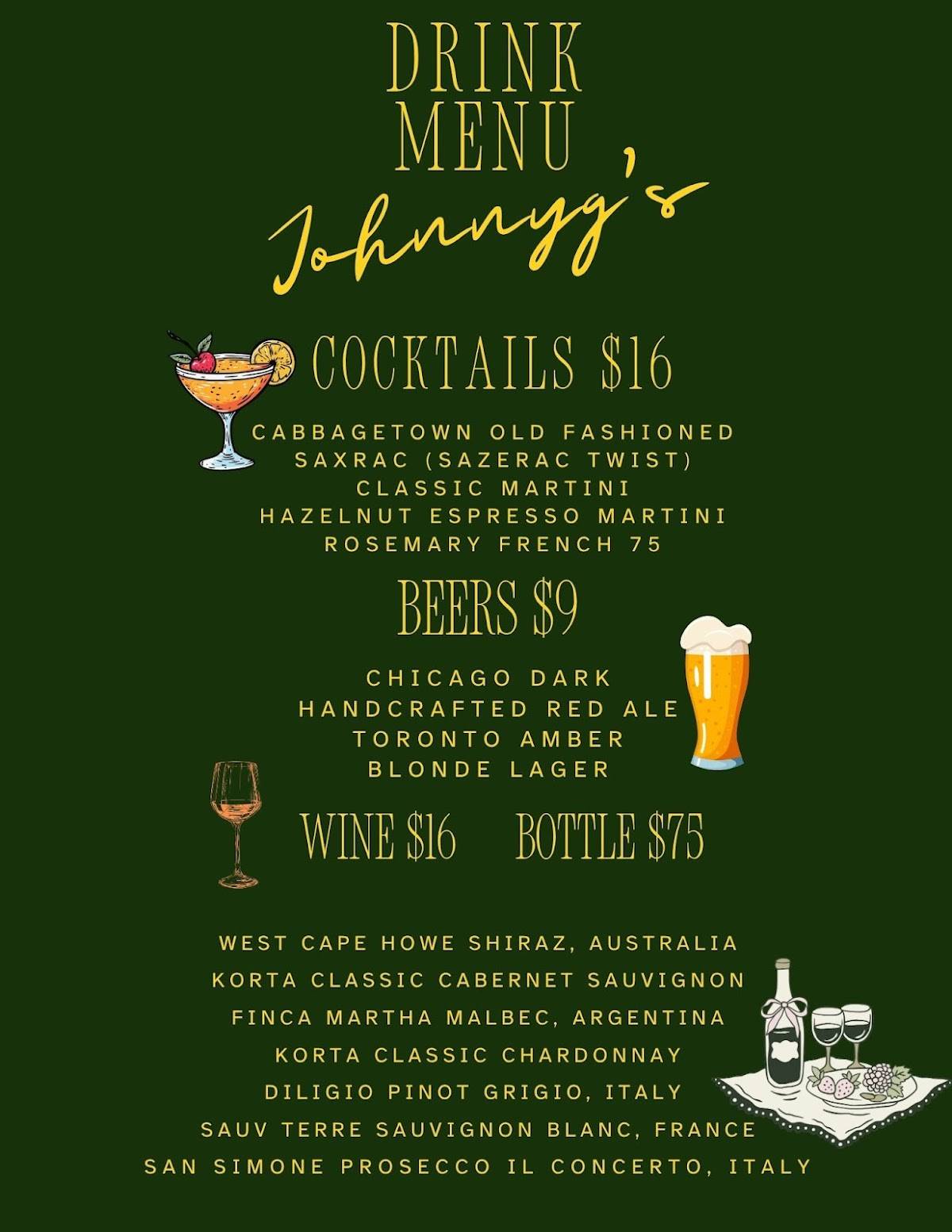 Johnny G's Cafe меню