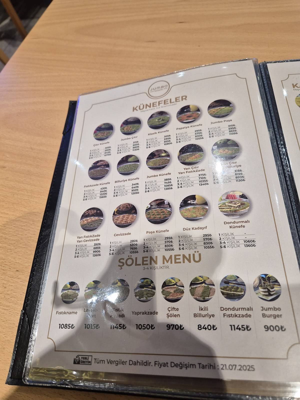 Jumbo Künefe Rize меню