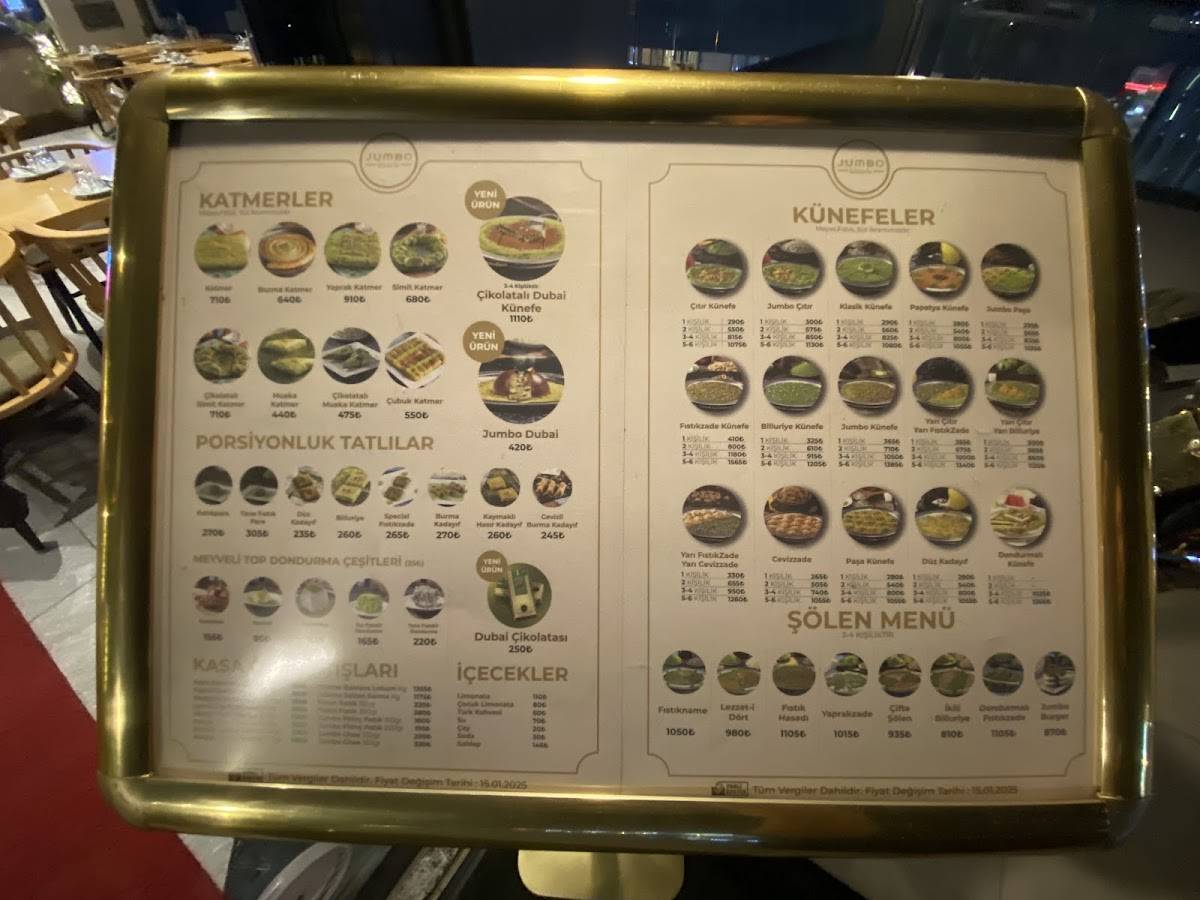 Jumbo Künefe Rize меню