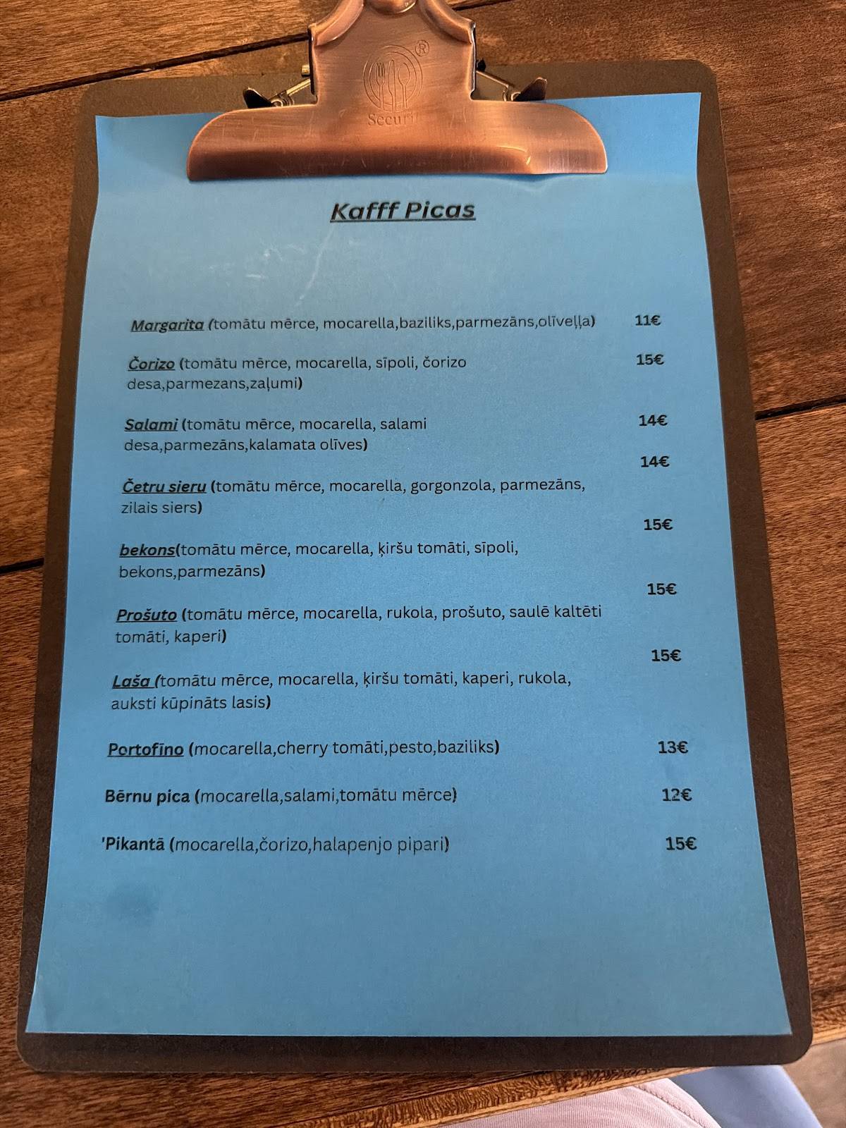 KAFFF pizzza меню