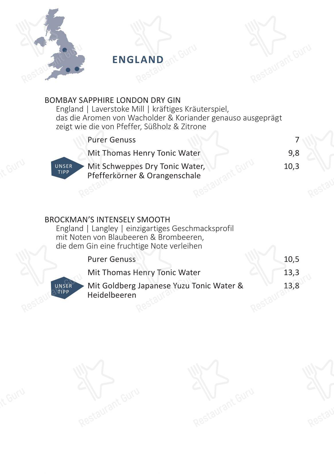 Основное меню паба и бара KAI40 Restaurant & Bar - Rostock